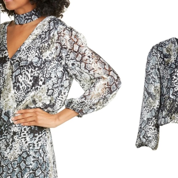 Luba Snakeskin Print Blouson Choker Top - Picture 6 of 6